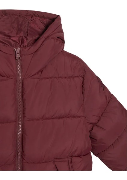 Erkek Çocuk Bordo Logo Işlemeli Kalın Mont modelleri