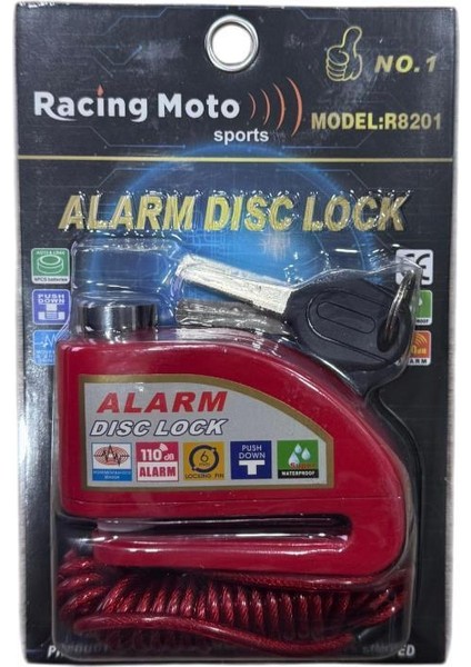Disk Kilidi Kırmızı - Alarmlı - Hatırlatıcı Kablolu
