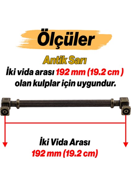 Mobilya Çekmece Mutfak Dolabı Dolap Kulpları Kulb 19.2 cm 192 mm Çizgili Antik Sarı Metal Kulp modelleri