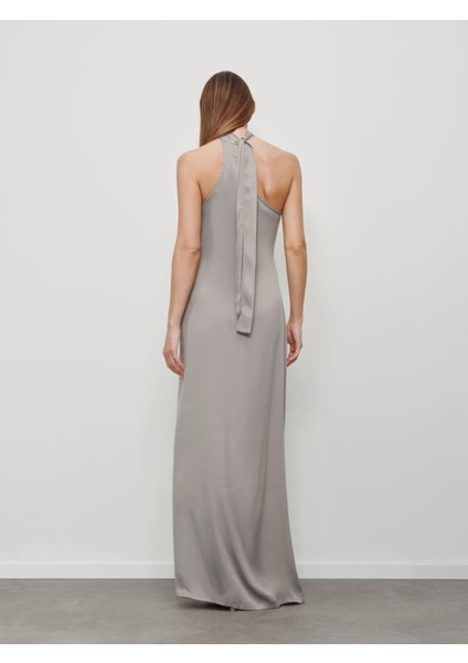Kadın Boyundan Bağlamalı Vücudu Saran Maxi Sırtı Açık Saten Kolsuz Şık Yazlık Abiye Gece Elbise fırsatları