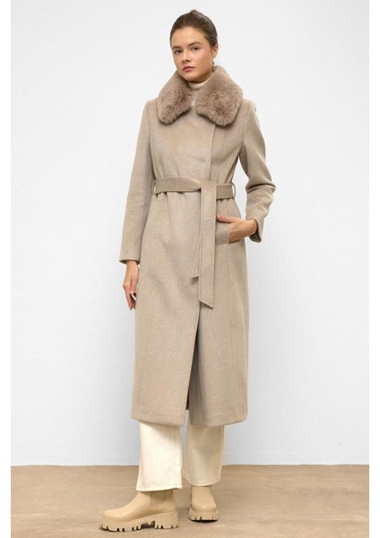 Yakası Çıkabilen Kürklü Punto Dikiş Detaylı Premium Uzun Kaban Taş 3092 fiyatları