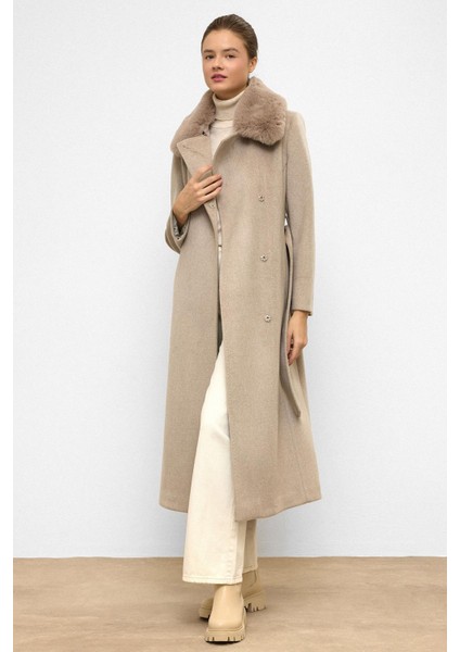 Yakası Çıkabilen Kürklü Punto Dikiş Detaylı Premium Uzun Kaban Taş 3092 fırsatları