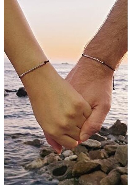 Mors Alfabesi Bileklik 925 Ayar Gümüş Sevgili Bilekliği 2 Adet