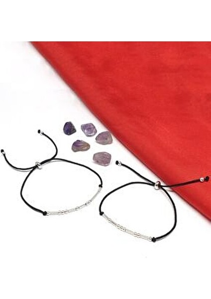 Mors Alfabesi Bileklik 925 Ayar Gümüş Sevgili Bilekliği 2 Adet modelleri
