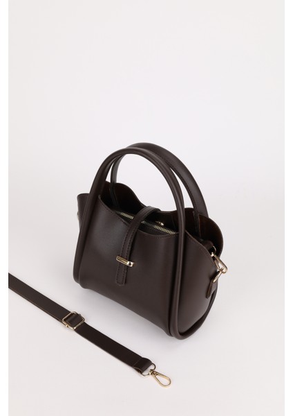 Kadın Gold Aksesuar Detaylı Üç Bölmeli Tasarım Çıkarılabilir Makyaj Çantalı El ve Omuz Çantası Roma fırsatları