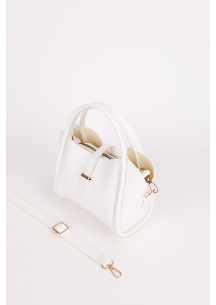 Kadın Gold Aksesuar Detaylı Üç Bölmeli Tasarım Çıkarılabilir Makyaj Çantalı El ve Omuz Çantası Roma fırsatları