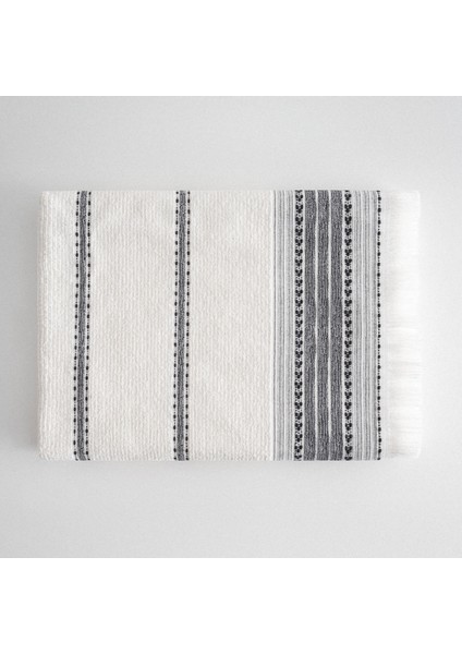 Izgi Banyo Havlusu Organik Pamuk Dokuma Siyah 80 x 150 cm