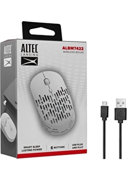 Mouse Kablosuz Şarj Edilebilir 1600 Dpi Altec Lansing ALBM7422 Beyaz