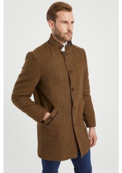 Hardal Renk Dik Yaka Kaşe Kaban Uzun Kol Polyester Karışımlı fiyatları