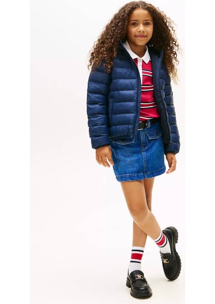 Unisex Çocuk Normal Kalıp Kapüşonlu Şişme Mont - Lacivert modelleri