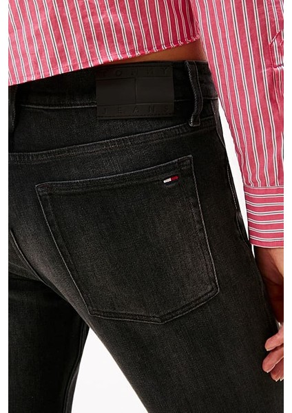 Kadın Orta Yüksel Bel Bootcut Fit Jean Pantolon - Siyah fırsatları