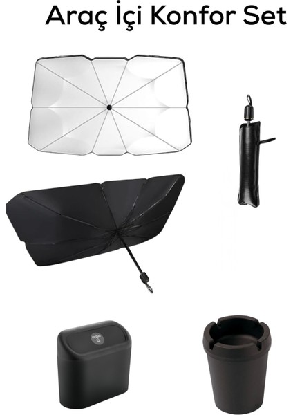 Mithra Life Araç Içi Konfor Set Güneşlik, Kapaklı Çöp Kutusu, Kokusuz Küllük MIT1255
