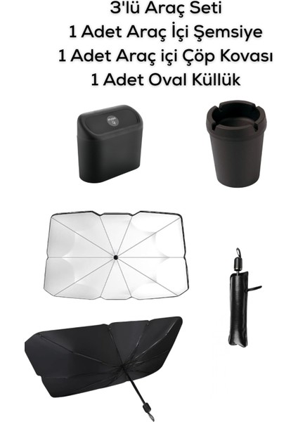 Mithra Life Araç Içi Konfor Set Güneşlik, Kapaklı Çöp Kutusu, Kokusuz Küllük MIT1255 fiyatları