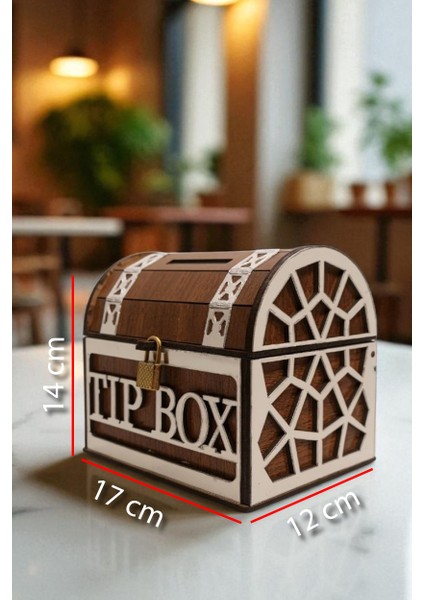 Tip Box- Bahşiş Kutusu - Kumbara “sandık Tipi Tipbox” Ceviz+Ayna Renk