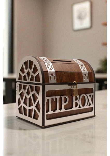 Tip Box- Bahşiş Kutusu - Kumbara “sandık Tipi Tipbox” Ceviz+Ayna Renk fiyatları