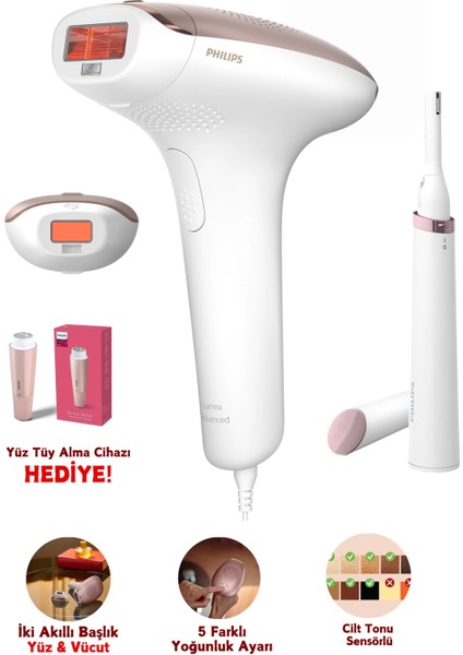 2 Akıllı Başlık Yüz & Vücut Premium Epilasyon Cihazı Bakım Seti + Yüz Tüy Alma Makinesi + Onerous Lambader