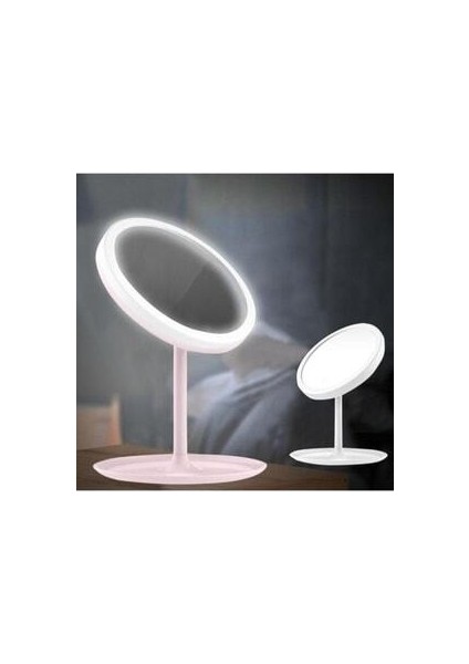 Dokunmatik LED Işıklı USB Li Yuvarlak Masa Üstü Makyaj Aynası