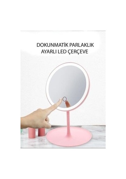 Dokunmatik LED Işıklı USB Li Yuvarlak Masa Üstü Makyaj Aynası modelleri