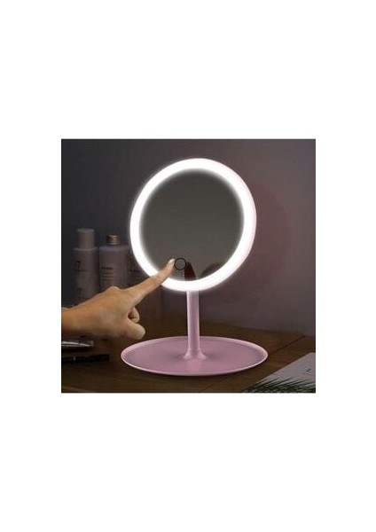 Dokunmatik LED Işıklı USB Li Yuvarlak Masa Üstü Makyaj Aynası fırsatları