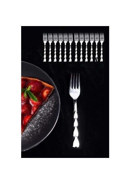 Tatlı Çatalı Kalpli Paslanmaz Çelik 12 Adet