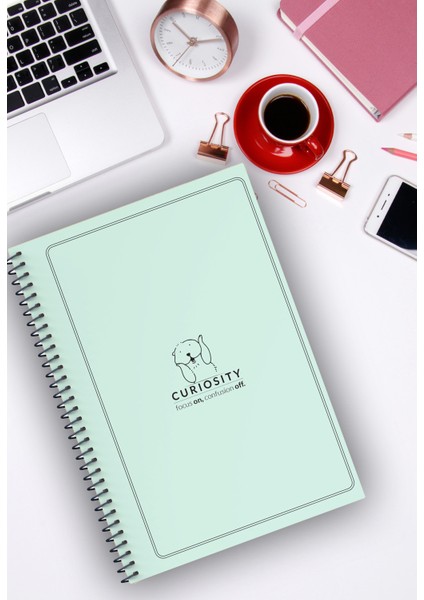 A5 Spiralli Kareli 96 Sayfa Kalın Karton Kapak Okul Defteri Pastel Seri Curiosity