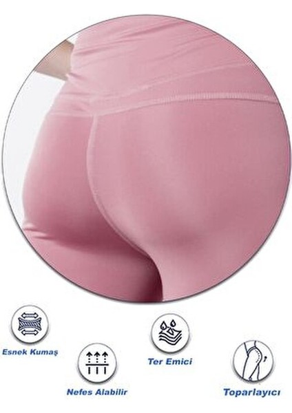 Kadın Yüksek Bel Esnek Spor Tayt Toparlayıcı Özelliklerle Mürdüm Renk Seçeneği