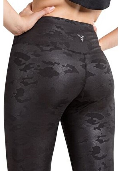 Kadın Siyah Yüksek Bel Toparlayıcı Kamuflaj Desenli Tayt C-22404 fiyatları