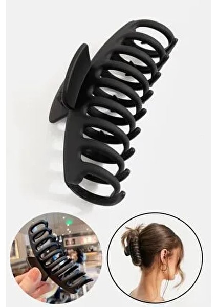 Kadın Siyah Trend Büyük Xl Mandal Toka