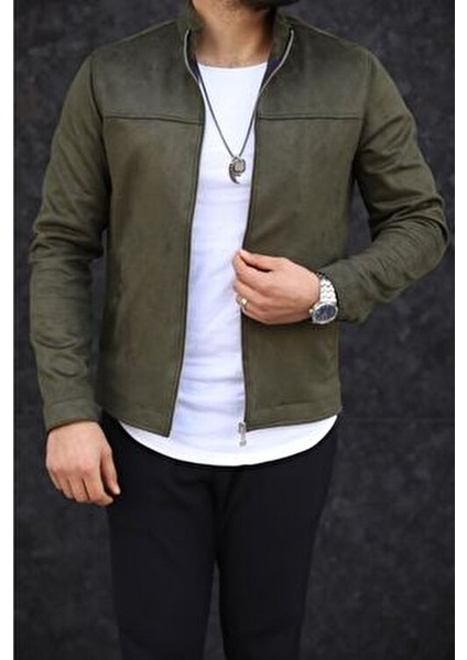 Erkek Haki Süet Baharlık Ceket