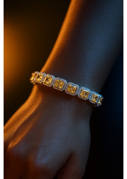 Baget Sitrin Taşlı Gümüş Bileklik modelleri