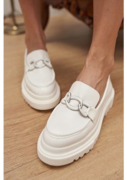 Anabel Kadın Beyaz Ithal Toka Oxford Ayakkabı