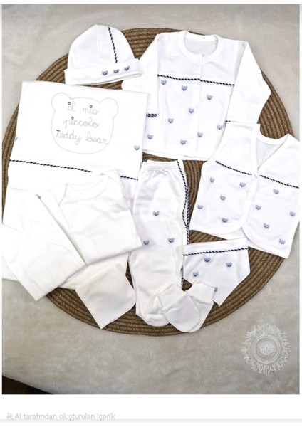 Ayıcık Nakışlı 10LÜ Erkek Bebe Hastane Çıkışı Set modelleri