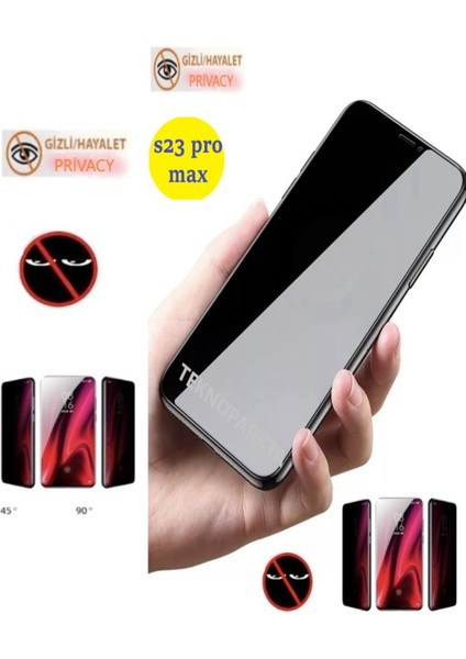 Reeder S23 Pro Max Hayalet Ekran Koruyucu Privacy Tam Kaplayan Kırılmaz Cam