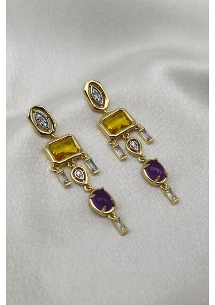 Vıp Çelik Renkli Zirkon Taşlı Fokus Küpe