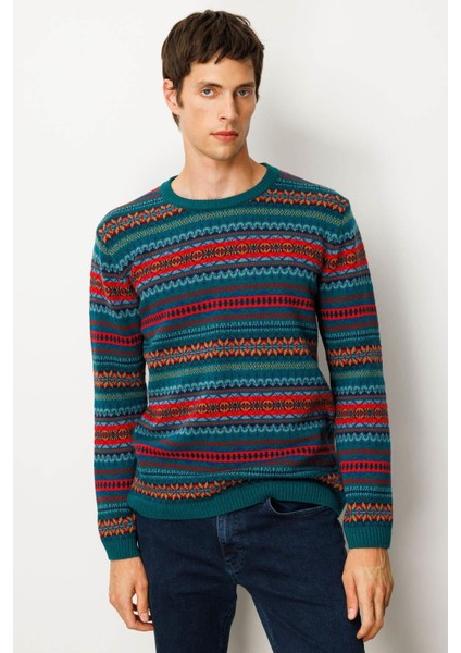 Erkek Sıfır Yaka Jakarlı Yün Kazak K.ö.başı fiyatları