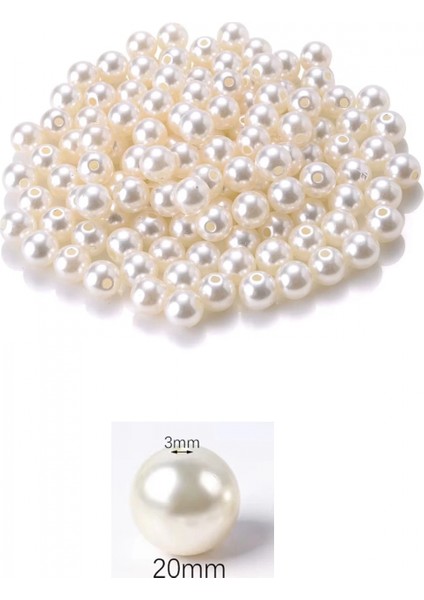 1.000 Gram (1 Kg.) 20MM Krem Renk Plastik Inci Boncuk Çanta ve Takı Yapım Boncuğu (~200 Adet) fiyatları