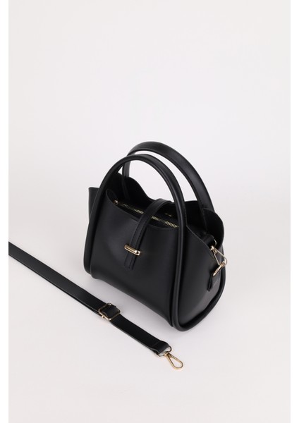 Kadın Gold Aksesuar Detaylı Üç Bölmeli Tasarım Çıkarılabilir Makyaj Çantalı El ve Omuz Çantası Roma fırsatları