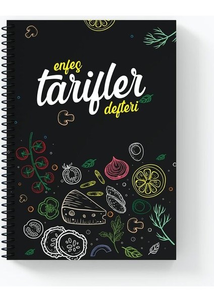 A5 Spiralli Yemek Tarif Defteri - Özel Tasarım - Kalın Kapak Pratik Ebat-96 Sayfa modelleri