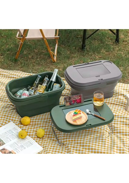 Çok Fonksiyonlu Kova Masa Taşıma Kutusu Katlanır Kova Piknik Sepeti