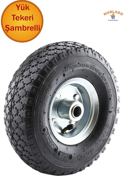 Bro El Arabası Yük Taşıma Tekeri Siboplu Bilyeli Rulmanlı Havalı Dublex 260X80 Çelik Jant Tekerlek.