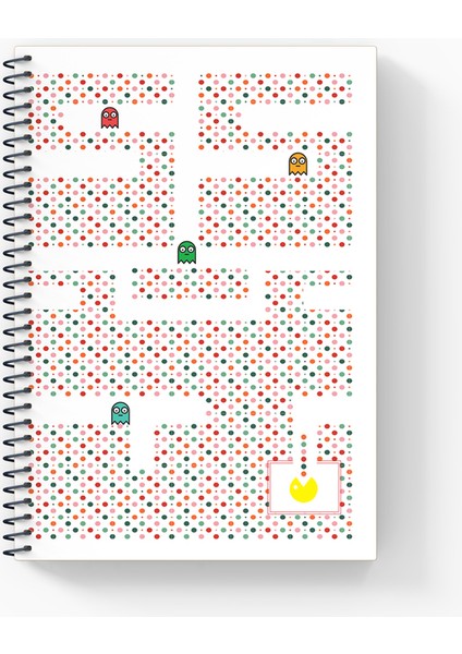 A5 Spiralli Defter Çizgisiz 96 Sayfa, Pac Man Ikonik Koleksiyon No: 1 Kalın Kapak modelleri