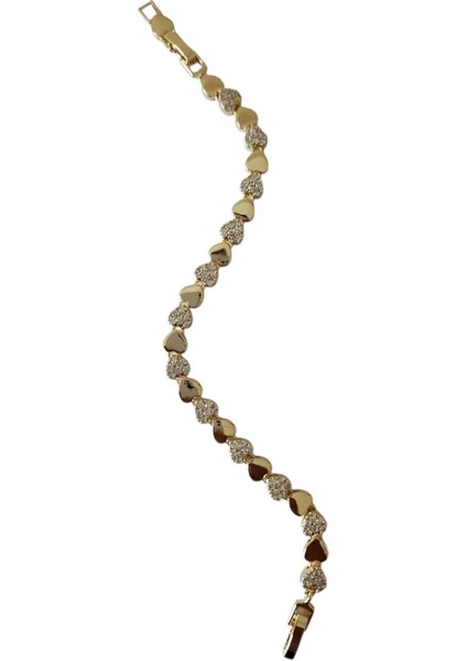 Çelik Vip Serisi 14K Görünümlü Taşlı Kalp Figürlü Bileklik fiyatları