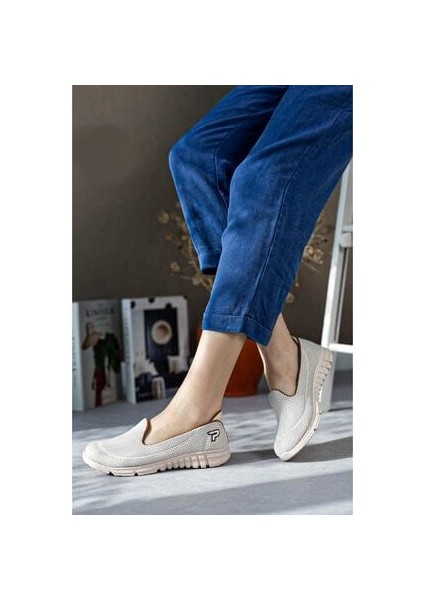 Kadın Deripabuc Bej Spor Babet Yürüyüş Ayakkabısı Tekstil Taban Düz Model fiyatları