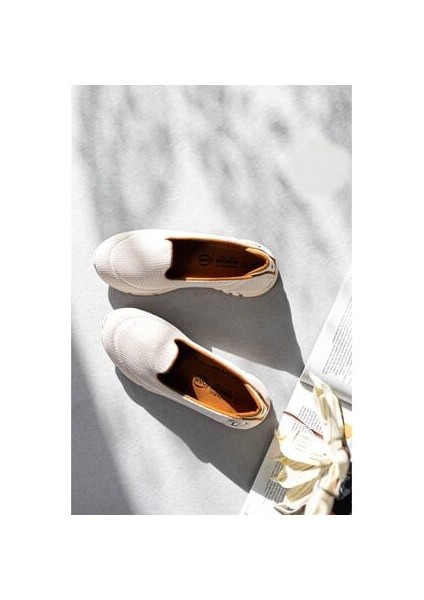 Kadın Deripabuc Bej Spor Babet Yürüyüş Ayakkabısı Tekstil Taban Düz Model modelleri