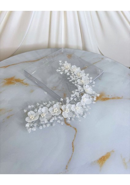 Gelin Tacı| Gelin Saç Aksesuarı | Düz Kenarlı Çiçekli Kristalli Saç Aksesuarı modelleri