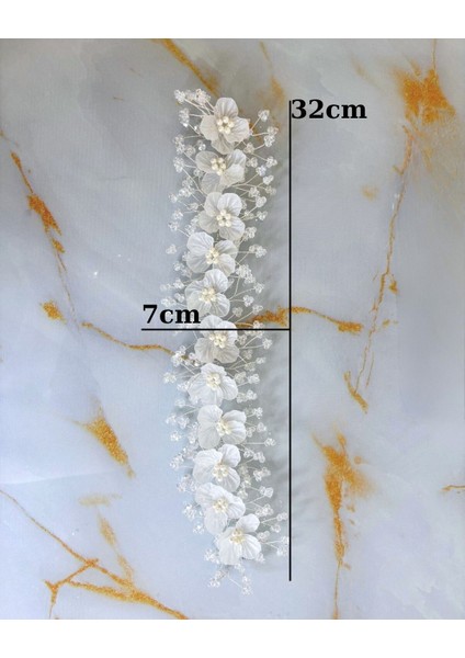 Gelin Tacı| Gelin Saç Aksesuarı | Düz Kenarlı Çiçekli Kristalli Saç Aksesuarı fırsatları