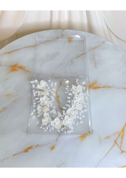 Gelin Tacı| Gelin Saç Aksesuarı | Düz Kenarlı Çiçekli Kristalli Saç Aksesuarı indirimleri