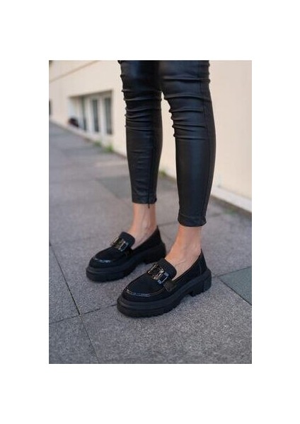 Dimatali Kadin Siyah Suet Siyah Rugan Parçali Ayakkabı fiyatları