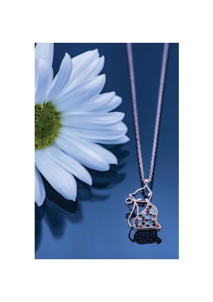 Kadın Orjinal 925 Ayar Gümüş Zirkon Taşlı Kedi Model Kolye fırsatları