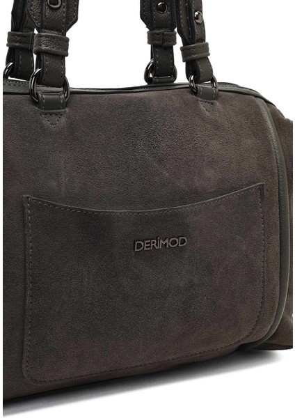 Kadın Gri Uzun Askılı Süet Kol Çantası 25ABD242610